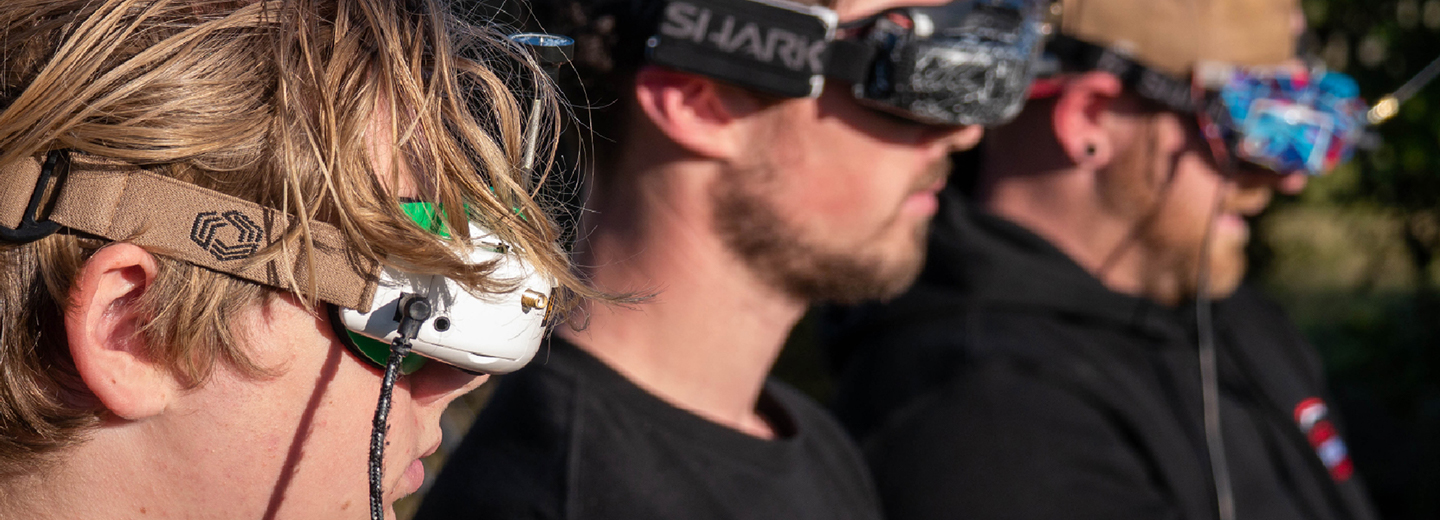 Close-up photo of pilots racing.